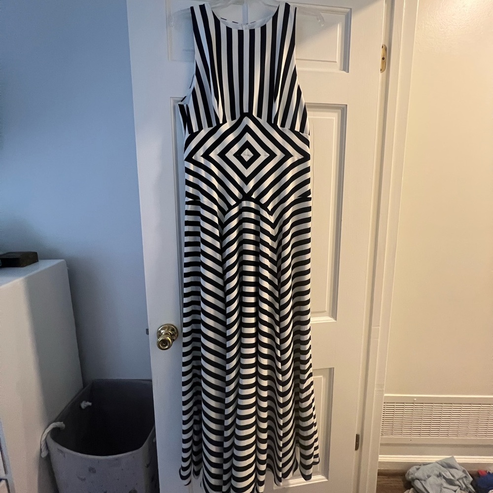 White and blue striped maxi dress Jcrew size 12 more dressy than casual